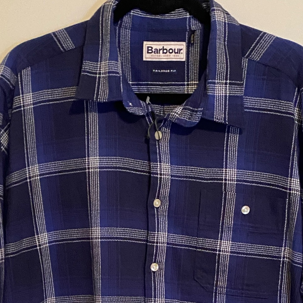 Barbour Blue Plaid Button-Up‎ Shirt